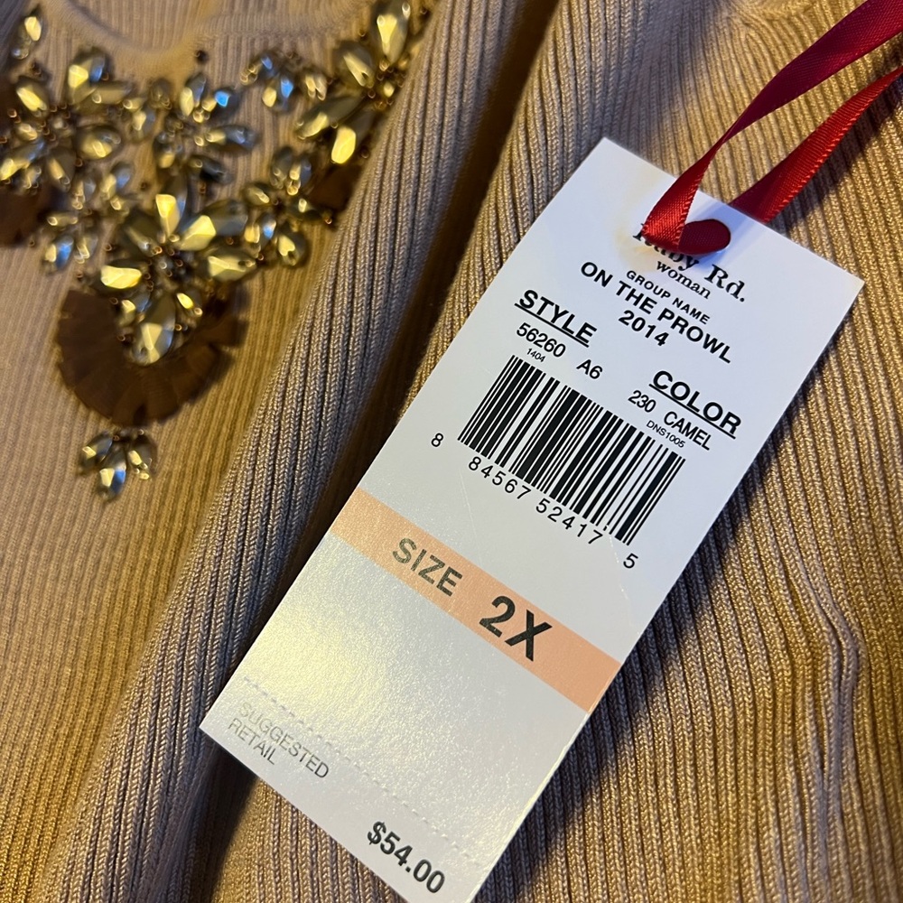 Ruby Rd. Beige Embellished Tank Top - Picture 2 of 4